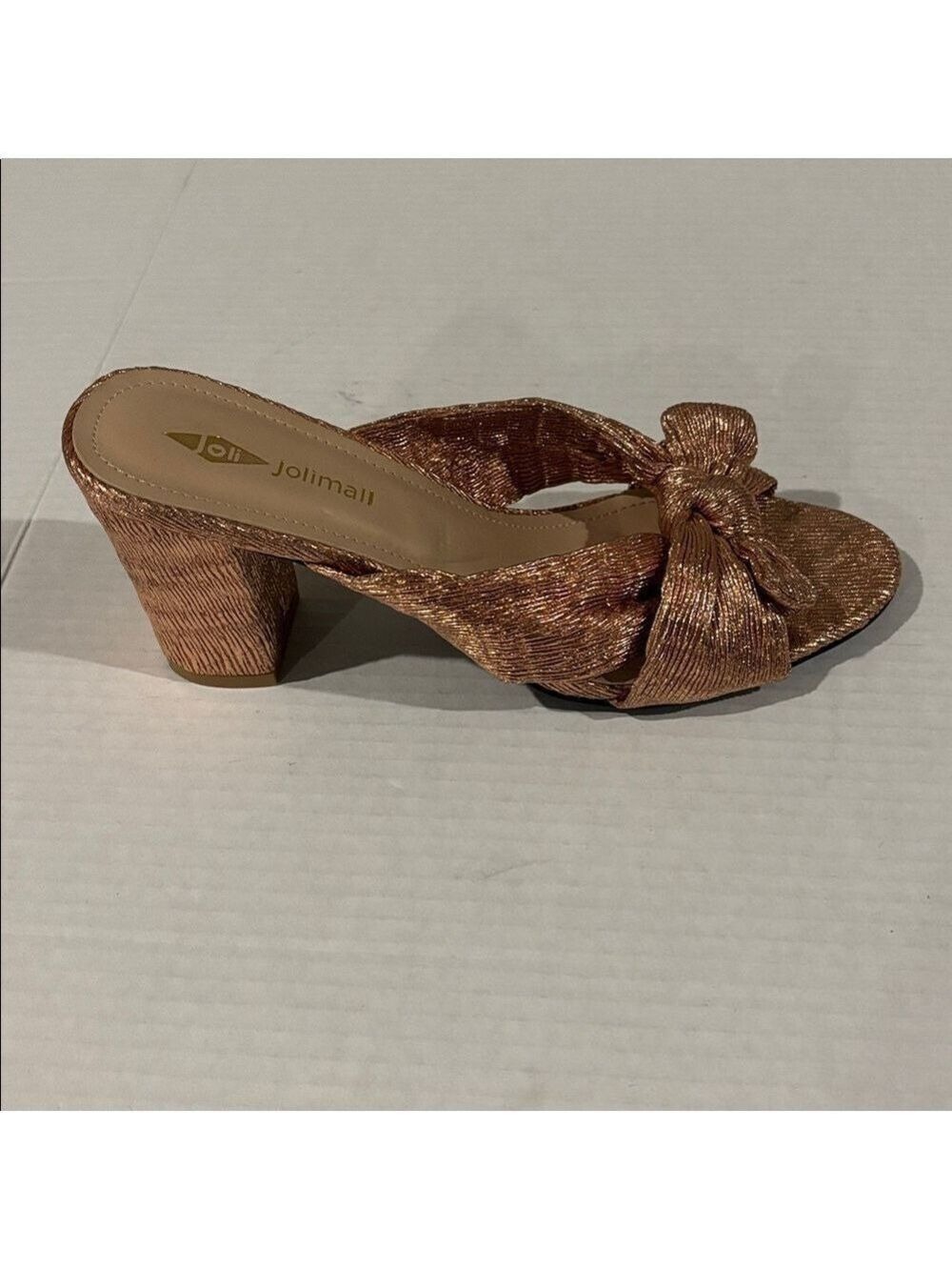JoliMall Rose Gold Sandals With Bow On Vamp - Size 9 - Picture 3 of 8